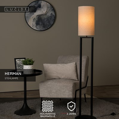 Lucide HERMAN - Stehlampe - Ø 26 cm - 1xE27 - Beige